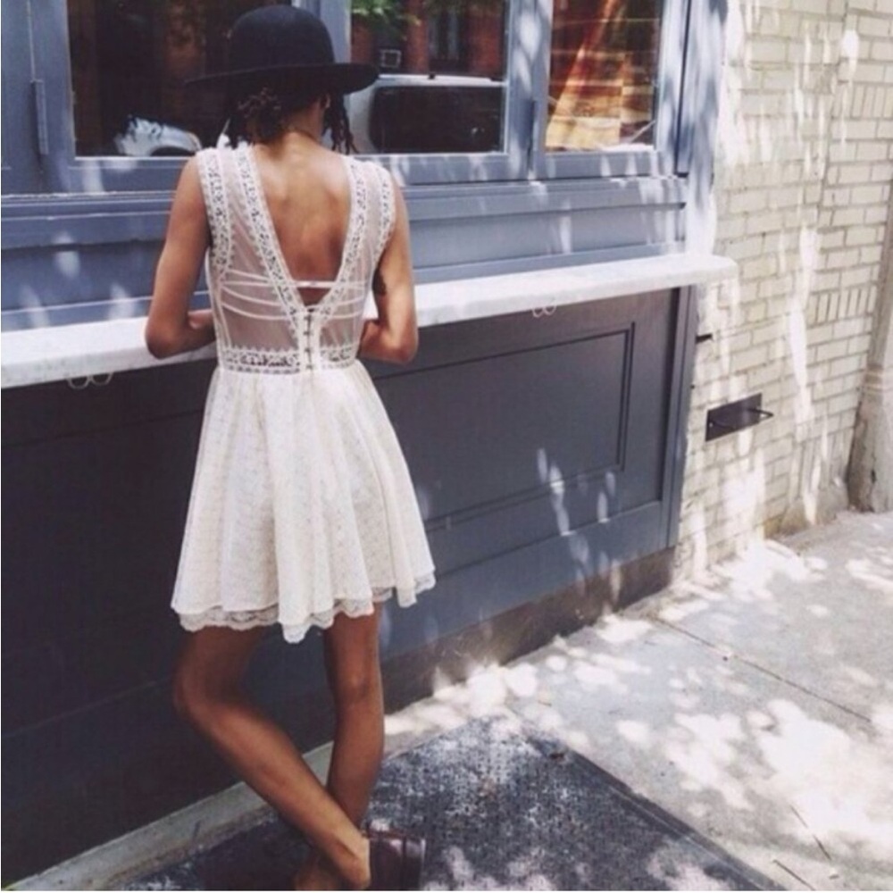 Free People | Victoria Lace Mini Dress in Ivory - Picture 3 of 11